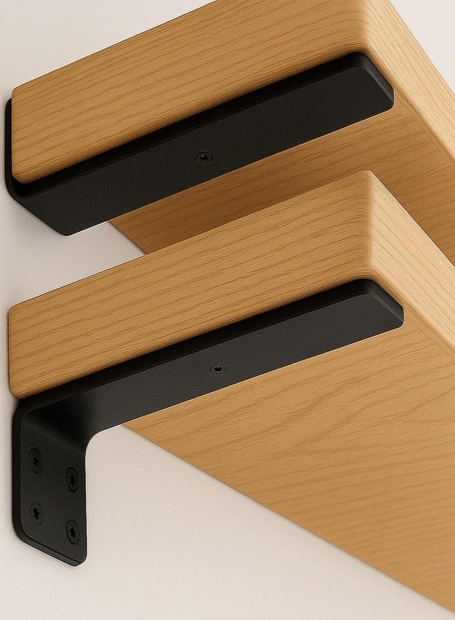 Shuchi Essentials 4 Inch L Angle Bracket for Wall Shelves - Heavy Duty Metal Shelf Brackets for Wall, L Brackets for Wall Shelves, Wall Mounted Angle Brackets for Wooden Shelves, Matte Black (Pack 4) - Image 1